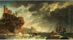 Felsenkuste Bei Nahendem Gewitter