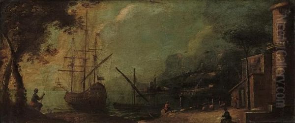 A Mediterranean Coastal Inlet With Shipping In A Harbour - view 1