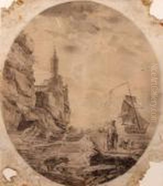 Harbour Scene With Figures - view 1
