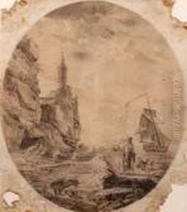 Harbour Scene With Figures by Claude-joseph Vernet