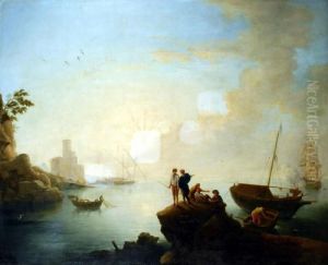 Costa Del Mediterraneo Con Pescatori E Barche by Claude-joseph Vernet