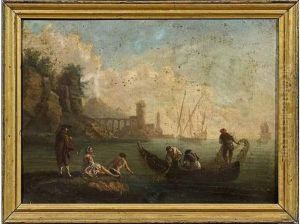 Pecheurs Remontant Leurs Filets. by Claude-joseph Vernet