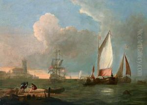 Sudliche Kustenlandschaft Mit Einem Kastell by Claude-joseph Vernet