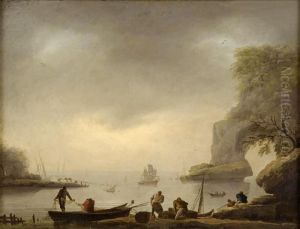 Mittelmeerhafen Mit Regem Treiben. by Claude-joseph Vernet