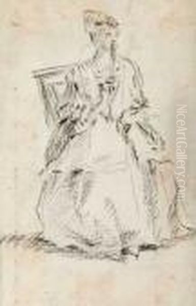 Study Of A Seated Woman With A Fan - view 1