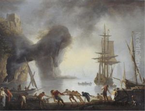 An Italianate Port With Morning Mist