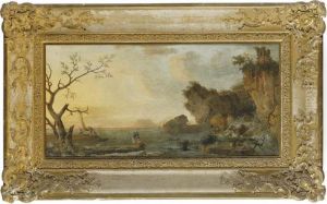 A Mediterranean Coastal Landscape With Fishermen Drawing Up Theirnets by Claude-joseph Vernet