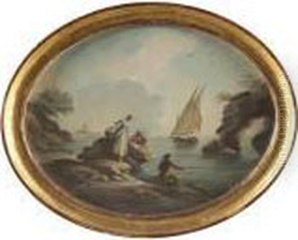A Pair Of Coastal Scenes With Figures And Boats - view 1