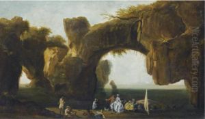 A Coastal Landscape With Elegant Figures by Claude-joseph Vernet