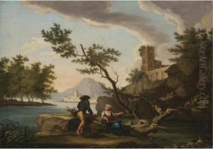 A Mediterranean Coastal Scene With A Fisherman by Claude-joseph Vernet