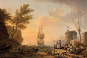 Mediterrane Hafenszene by Claude-joseph Vernet