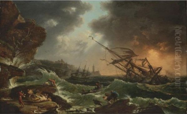 Ships Tossed On A Stormy Sea - view 1