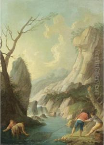 Paesaggio Fluviale Con Pescatori
