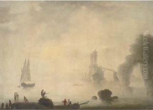 A Coastal Landscape In Early
Morning With Fishermen On A Rockyforeground, A Tower By A Natural Arch
Seen Through Mistbeyond A Coastal Landscape In Early
Morning With Fishermen On A Rockyforeground, A Tower By A Natural Arch
Seen Through Mistbeyond