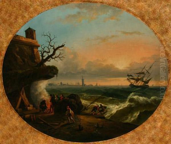 Port Scene With Figures Before A Storm - view 1