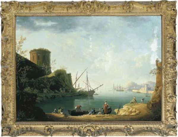 A Mediterranean Port With Fishermen - view 1