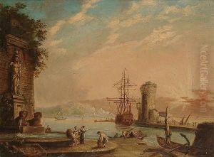 A Mediterranean Harbour At Sunset