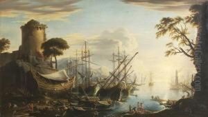 Segelschiffe Im Hafen. by Claude-joseph Vernet