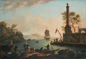 Veduta Di Porto Con Barche E Figure