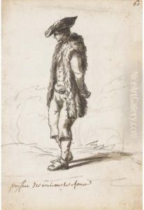A Peasant Wearing A Sheepskin Coat by Claude-joseph Vernet