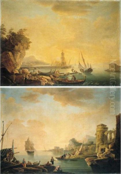 Mediterranean Harbour Scenes At Sunset - view 1