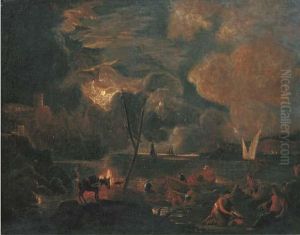 A Mediterranean Coastal Landscape With The Miraculous Draught Offishes by Claude-joseph Vernet