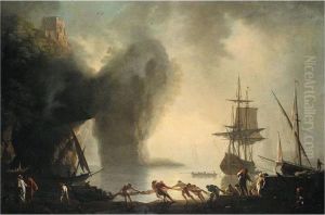 A View Of Posillipo, Near Naples, In The Morning Fog by Claude-joseph Vernet