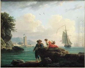 Pecheur Et Paysanne Sur Le Rivage Mediterraneen