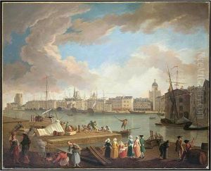 View Of The Port Of La Rochelle, From La Petite Rive by Claude-joseph Vernet