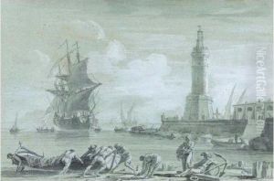 Vue D'un Port by Claude-joseph Vernet