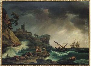 Tempete Sur Une Cote Rocheuse