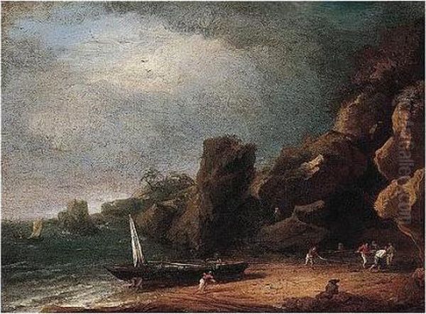 A Coastal Lanscape With Fishermen - view 1