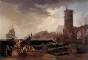 Marine Scene With Approaching Storm by Claude-joseph Vernet