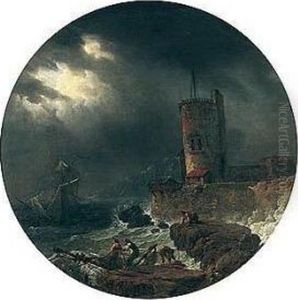 Stormy Seas With Shipwrecks Off A Rocky Coast by Claude-joseph Vernet