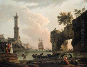 A Mediterranean Harbour At Sunset