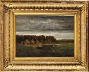 Berger Pres Des Meules De Foin by Alexandre Rene Veron