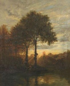Veron Fishing At Dusk by Alexandre Rene Veron