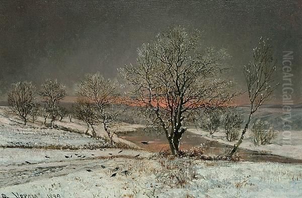 Winter Landscape At Dusk - view 1