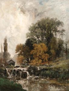 Paysage Avec Chute D'eau