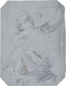 A Study Of A Seated Woman Seen From Below, And Another Study Ofher Head by Paolo Veronese (Caliari)