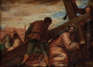 Simon Von Kyrene Hilft Jesus Das Kreuz Zu Tragen by Paolo Veronese (Caliari)