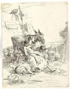 A Mother with two Children, from Scherzi (Rizzi 24) by Giovanni Battista Tiepolo