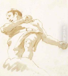 A standing man seen from below