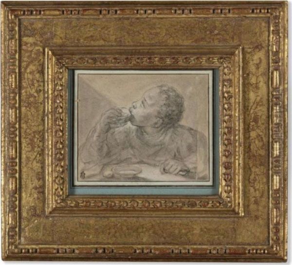 Study Of A Seated Negro Boy Eating Fruit - view 1