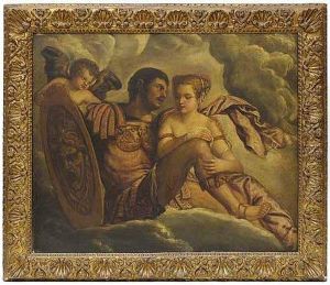 Mars Und Venus Auf Einer Wolke
Sitzend, Hinter Dem Schild Mit Dem Gorgonenhaupt Zu Mars Blickender
Amor. by Paolo Veronese (Caliari)