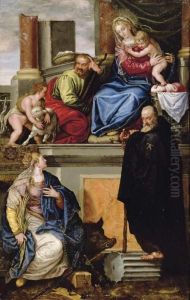 The Holy Family With The Infant Saint John The Baptist by Paolo Veronese (Caliari)
