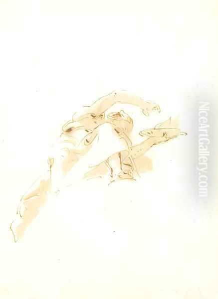 A figure holding a torch, seen from below - view 1