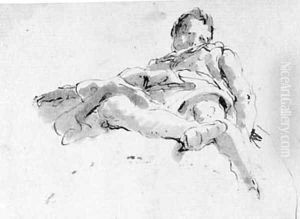 A seated figure on a cloud, seen de sotto in su by Giovanni Battista Tiepolo