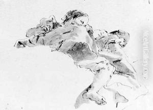 Two figures seated on a cloud, seen de sotto in su