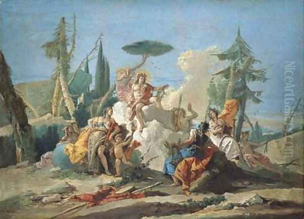 Apollo receiving Homage from the Muses - a modello - view 1